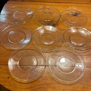 Set of EIGHT 8” heavyweight 1/4” thick curved edge glass salad dessert plates